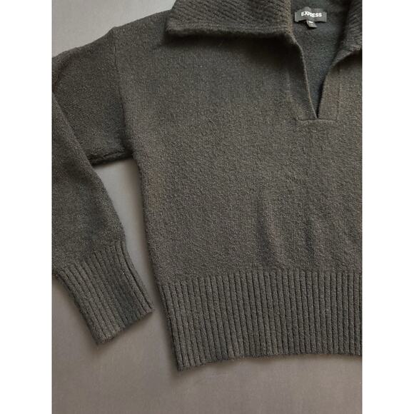 Express Women’s Black Cozy Knit Collared Pullover Sweater – Size M - Picture 5 of 7